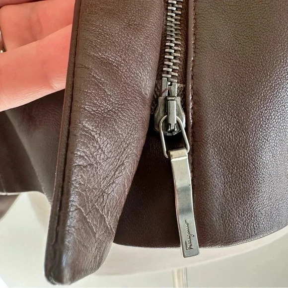 Salvatore Ferragamo Genuine Leather Jacket Brown Italy S - Picture 10 of 14
